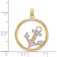 thumbnail image 3 of 14K Two-Tone With White Rhodium Anchor In Circle Charm (27.35 X 22.45) Made United States k9427, 3 of 5