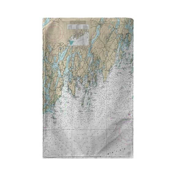 Betsy Drake BT13288SP Southport - Pemaquid, ME Nautical Map Beach Towel - 30 x 50 in.