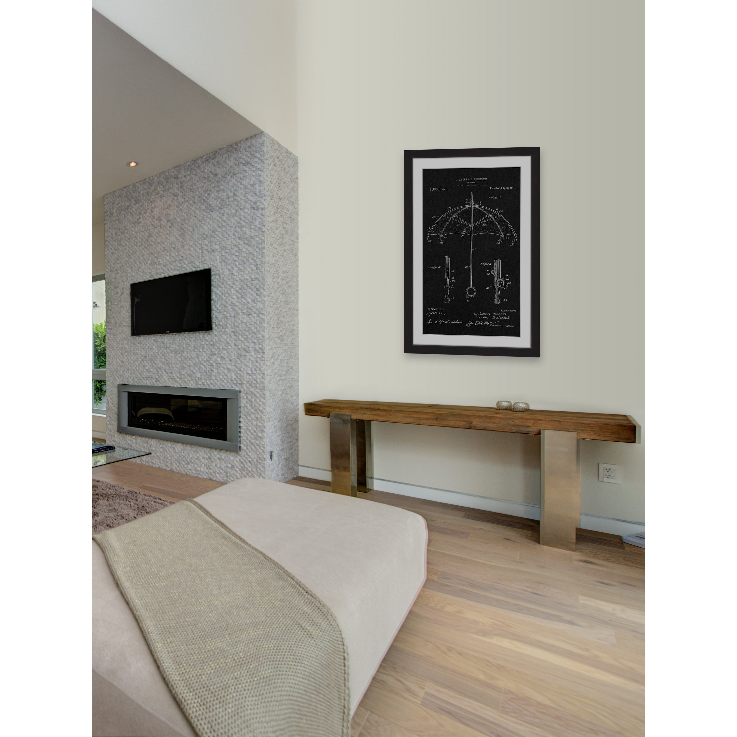 MARMONT HILL  - 'Umbrella 1912 Black Paper' by Steve King Framed Painting Print - Multi 30 x 45