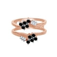 thumbnail image 1 of Round & Baguette Shape Black & White Cubic Zirconia Enhancer Guard Ring 10k Rose Gold Ring Size - 8.5, 1 of 3