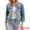 Light Blue, variant on DARING DIVA Women's Cropped 3/4 Sleeve Button Down Washed Denim Jacket XL Dark Blue