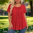 thumbnail image 2 of Womens Plus Size Tops 3/4 Sleeve Shirts Flowy Crewneck Casual Loose Tunic Top Blouses Red XL(XL), 2 of 6