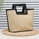 thumbnail image 5 of Bolso tote de paja tejido de gran capacidad | Bolso de mano con asa cuadrada tejida | Bolso multiusos para la playa, viajes, compras y uso diario, 5 of 6
