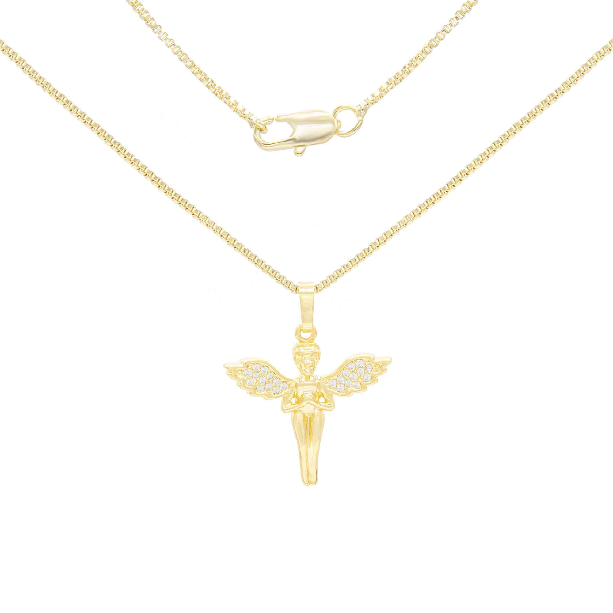 womens 14k gold angel pendant necklace