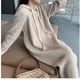 thumbnail image 5 of Vestido de suéter con capucha engrosado de otoño e invierno, vestido exterior largo recto y suelto, vestido de punto, falda larga, camisa informal de fondo para mujer, 5 of 6