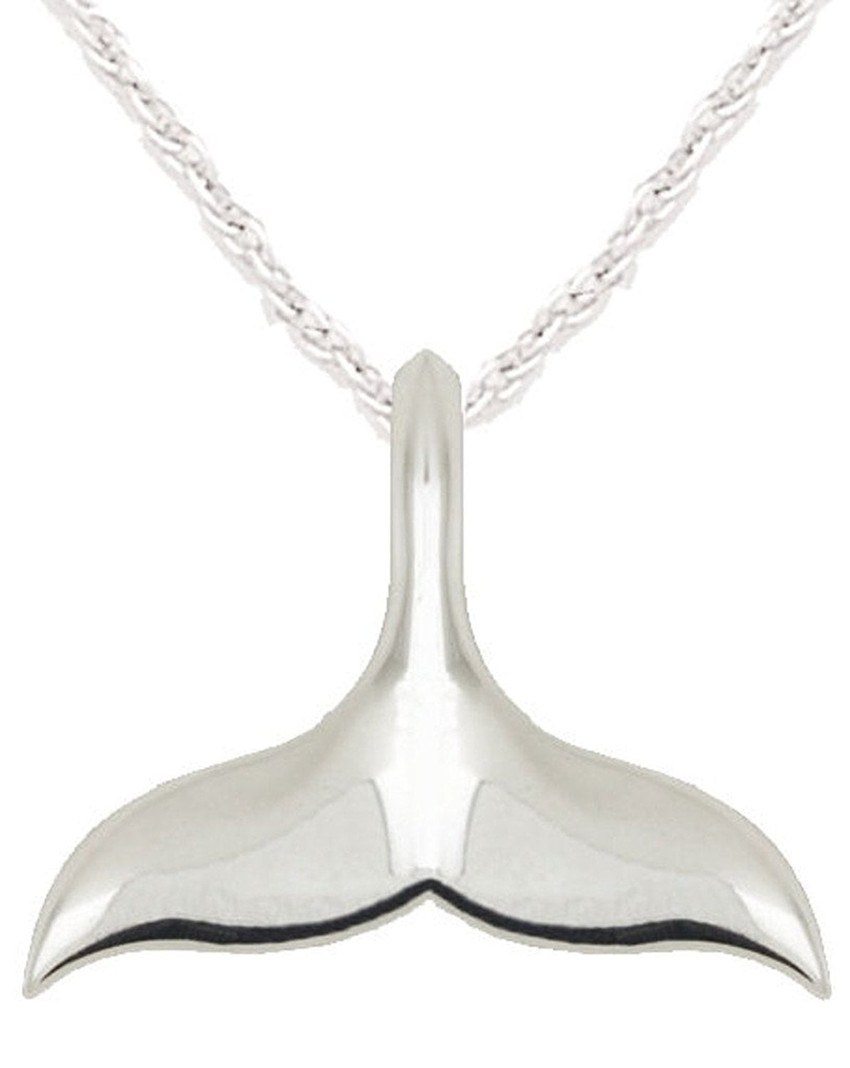 US Jewels And Gems Ladies 925 Sterling Silver Inlaid Whale Tale Pendant with Chain Necklace 18in to 24in 