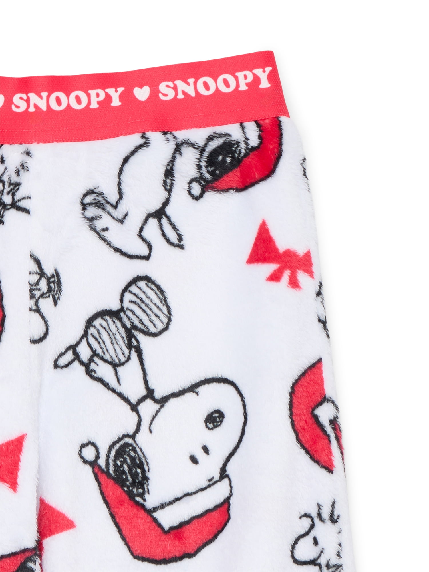 Peanuts Little and Big Girls Snoopy Holiday Plush Pajama Pants, Sizes 4-16