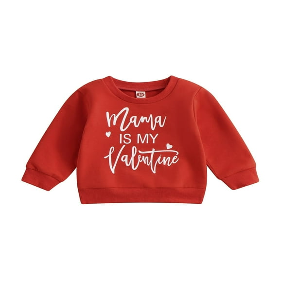 Mama is My Valentine Baby Girls Sweatshirt Lettre Imprimé Pulls à Manches Longues Tenues de Jour de Valentine