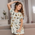 thumbnail image 3 of Rateoe Dogs Funny Pets Print Women’s Nightdress – Cozy Cotton Short-sleeved Sleep Shirt, Loose-Fit Sleepwear, Perfect for Relaxing and Sleeping, 3 of 6