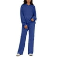thumbnail image 5 of 2 Piece Sets for Women Lounge Hoodie Sweatsuit Sets Long Sleeve Sweatshirt Cargo Pants Matching Set Travel Outfits Royal Blue L, 5 of 5