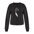 thumbnail image 3 of Work Shirts for Women Winter Fall Loose Fit Crew Neck Long Sleeve Bell Cold Shoulder Feather and Bird Print Elegant Polyester Hoodies Sweatshirts(Black,XL), 3 of 4