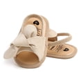 thumbnail image 6 of GYRATEDREAM Infant Baby Girls Soft Open Toe Sandals Toddler Summer PU Leather Bowknot Sandals Flower Princess Flat Shoes Apricot for 0-18 Months, 6 of 8