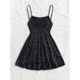 thumbnail image 5 of Black And White Polka Dot Spaghetti Strap A-Line Mini Dress For Women, 5 of 7