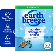 Earth Breeze Laundry Detergent Sheets, Fresh Scent, Eco Friendly, 14 Count, 28 Loads