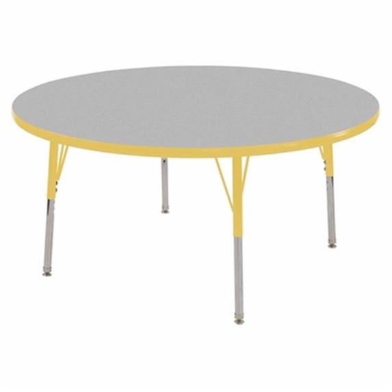 Early Childhood Resources ELR-14121-GYE-SB 30 in. Round Adjustable Activity Table with Standard Legs, Ball Glides - Gray & Yellow