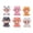 A001- Pink, variant on Cat Figurines, Cute Cat Toys, Cute Desk Decor, Small Shelf Decor, 1.25X1.06X0.78 Inch Flocked Miniature Figurine Set of 6, Soft Touch Tiny Seated Character Mini Figures for