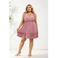 thumbnail image 2 of CASSIE LIZ Plus Size Dress For Women Solid V Neck Dress Pink Eyelet Pattern Tunic Tank Dress Pattern Ruffle Hem Dress Casual Loose Fits Dress For Summer XL 14W 16W, 2 of 5
