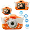 Children Video Camera 1080P HD,Kids Camera,Dual Camera,Selfie Camera with Anti-Drop Silicone Case for 4-12 Years Old Boys Girls GANZTON-Orange+White