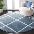 thumbnail image 2 of SAFAVIEH Tahoe Elwyn Trellis Shag Area Rug, 6'7" x 6'7" Round, Blue/White, 2 of 8