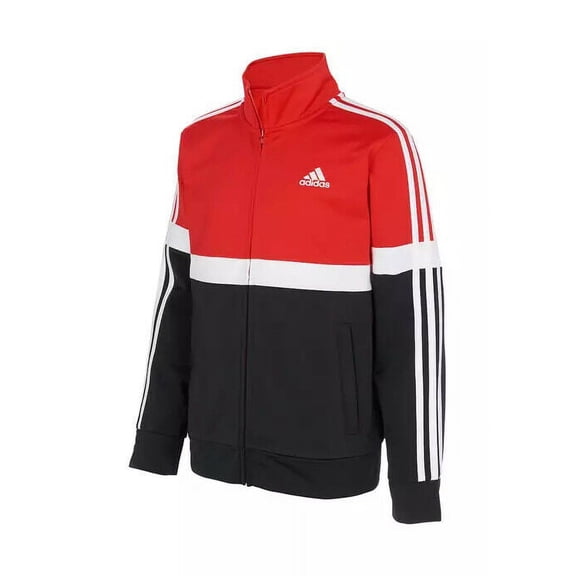 Adidas Boys Tricot Split Tricolor Track Jacket Size 7 AG6150 Red/Gray/Black