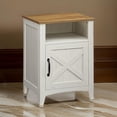 thumbnail image 6 of Benjara Eva 24 Inch Nightstand, 1 Barn Cabinet, Open Top Shelf, White and Brown, 6 of 6
