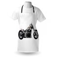 thumbnail image 3 of Manly Apron Motorbike Hipster Style Dangerous Risky Ride Driving Vehicle Throttle Chopper, Unisex Kitchen Bib Apron with Adjustable Neck for Cooking Baking Gardening, Black White Grey, by Ambesonne, 3 of 3