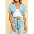thumbnail image 3 of Made by Johnny Women's Short Sleeve Cropped Bolero Shrug Open Cardigan M AQUA, 3 of 5