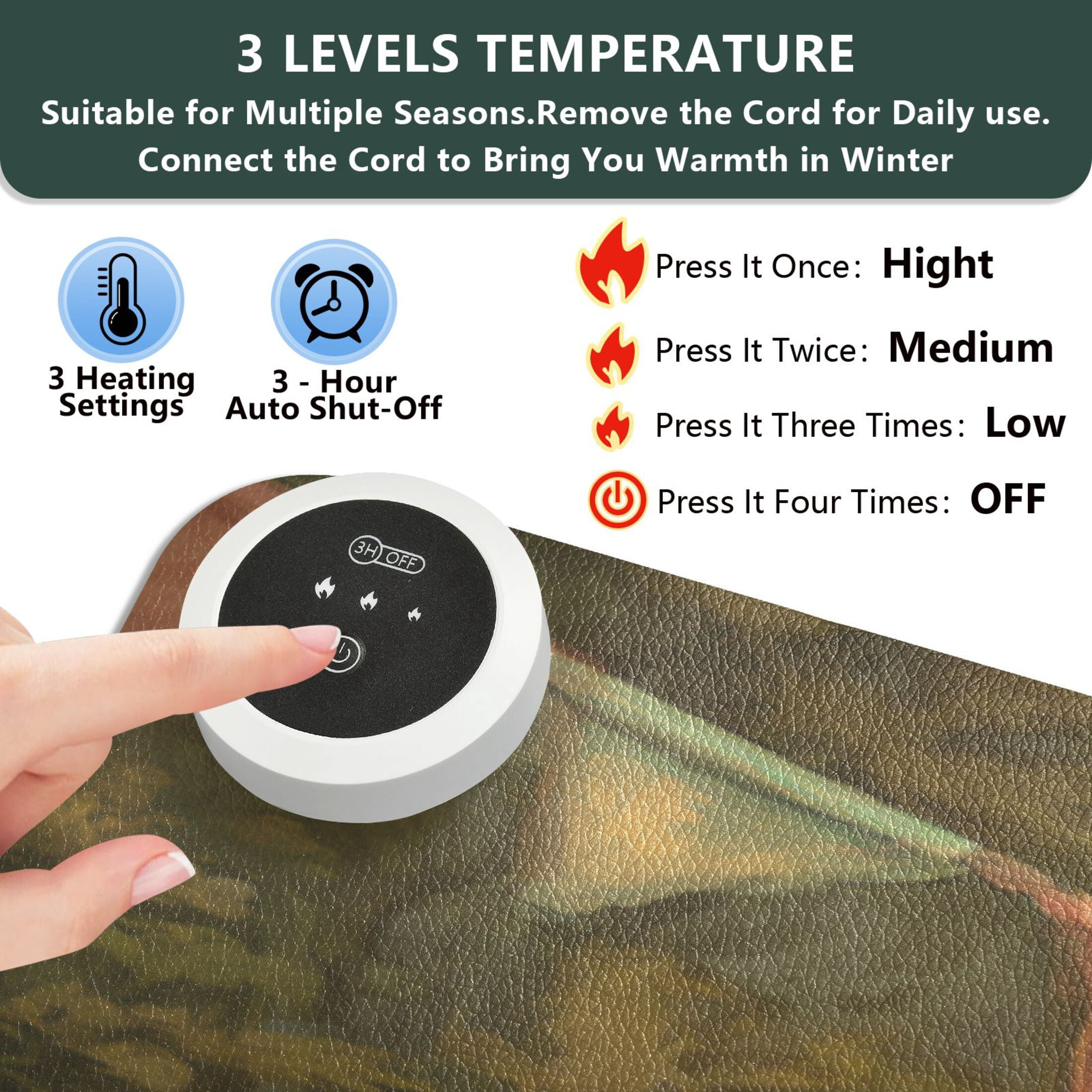 Large Heated Desk Mat Mouse Pad 31.5"x13"PU Leather Graphene Heating Desk Warmer with 3 Temperature Settings 110V US Plug Non-Slip Warm Pad for Home, Office, and Gaming Black Cat Halloween Party