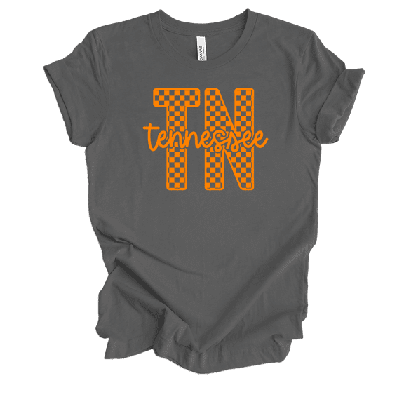 Trenz Shirt Company Tennessee Checkered Print TN Team Color Womens Short Sleeve T-shirt-Asphalt-XX-Large