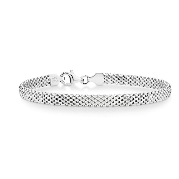 Miabella 925 Sterling Silver Italian 5mm Mesh Link Chain Bracelet for Women, Made in Italy (7 Inches (Small))