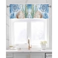 thumbnail image 2 of Coastal Nautical Kitchen Valances for Windows Farmhouse Linen Window Valance Curtain for Living Room Window Treatment Summer Ocean Shell Seaweed Valance Rod Pocket Topper Drape, 60 x 18 Inch, 2 of 6