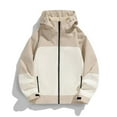 thumbnail image 2 of Txeol Men's Windbreaker Jacket Color Block Lightweight Waterproof Hooded Coat Outdoor Softshell Zip Up Casual Streetwear,Khaki,XXXL, 2 of 3