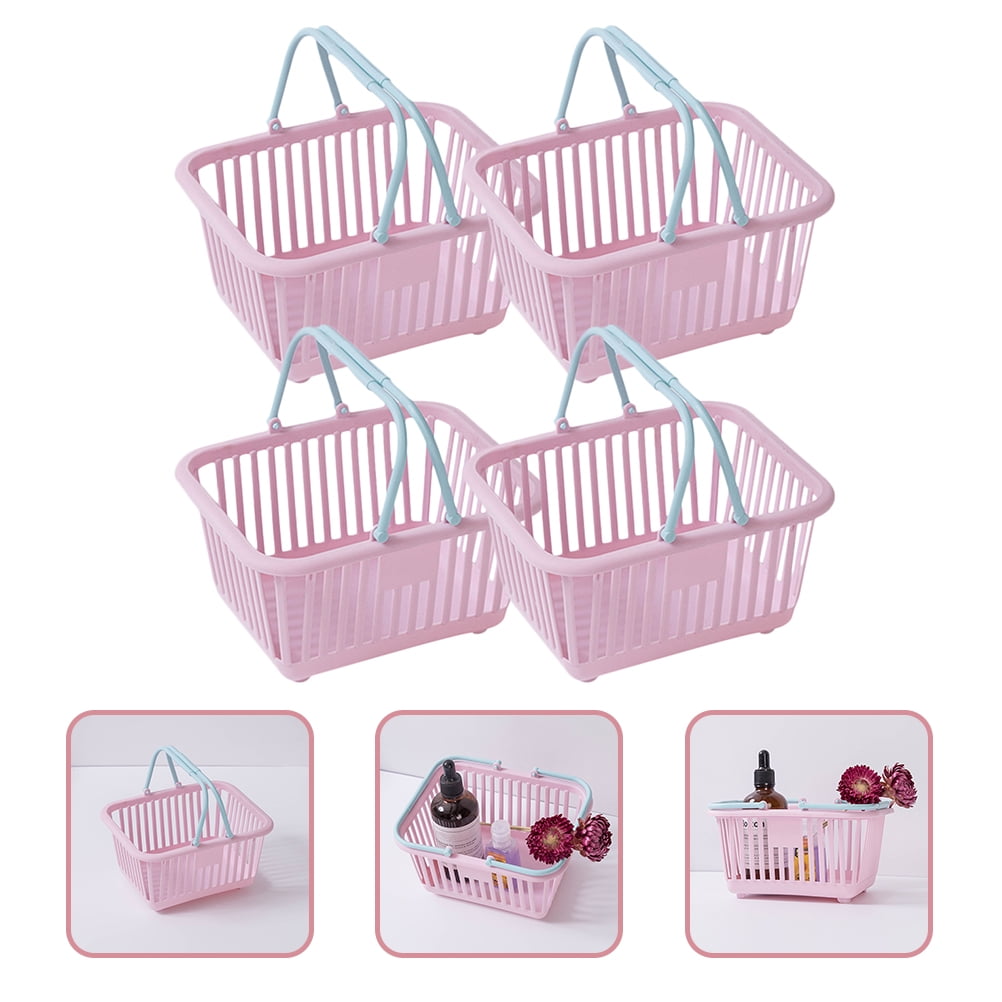 Frcolor 4Pcs Small Plastic Baskets with Handles Portable Shower Basket