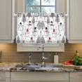 thumbnail image 2 of Yayeee Kitchen Curtains Tier Pair Light Filtering 27"x24" Rod Pocket Short Cafe Window Panel, Black Cartoon Snowmen, 2 of 7