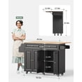 thumbnail image 2 of Aiho 45.5'' Kitchen Island Cart with Storage , Rolling Kitchen Island with Folding Drop Leaf Breakfast Bar for Dining Room, Black, 2 of 9
