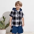 thumbnail image 2 of TAIAOJING Toddler Boys Girls Short Sleeve Patchwork Plaid Prints T-Shirt Hooded Tops Pants Kids Outfits Sets Soft 7-8Y, 2 of 6
