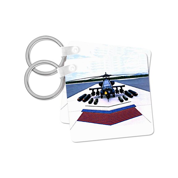 3dRose, Apache Helicopter, set of 2 Key Chains