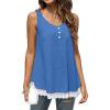 thumbnail image 1 of Tank Tops for Women Athletic Works Women's Summer Sleeveless Solid Lace Patchwork Button Round Neck Tank Top, 1 of 9