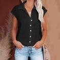thumbnail image 2 of T Shirts For Women Womens Tops Casual Solid Color Breathable Single Breasted Shirts Short Sleeve Tops, 2 of 7