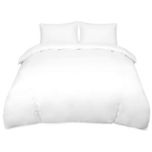 Unique Bargains Pompons 110 G/m2 Ensemble de Housse de Couette en Polyester Brossé, 3 Pcs,
