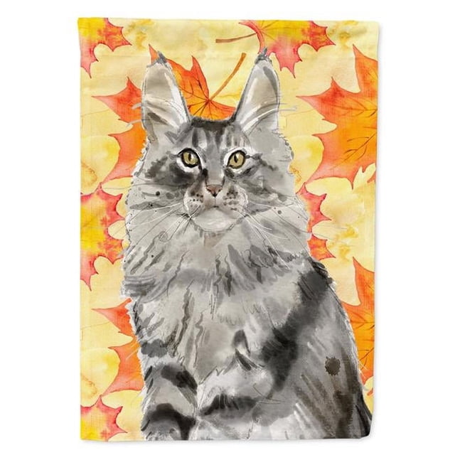 Carolines Treasures CK3079CHF Maine Coon Fall Leaves Flag Canvas House Size