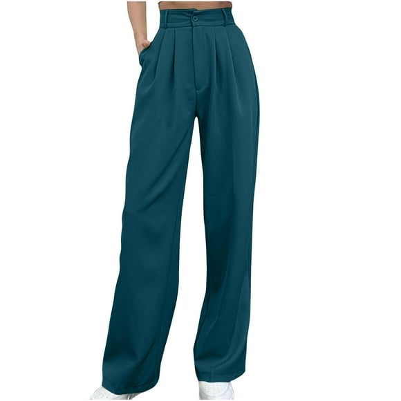 AherBiu Womens Dress Pants High Waisted Loose Fitted Lounge Pants Business Casual Wide Leg Trousers