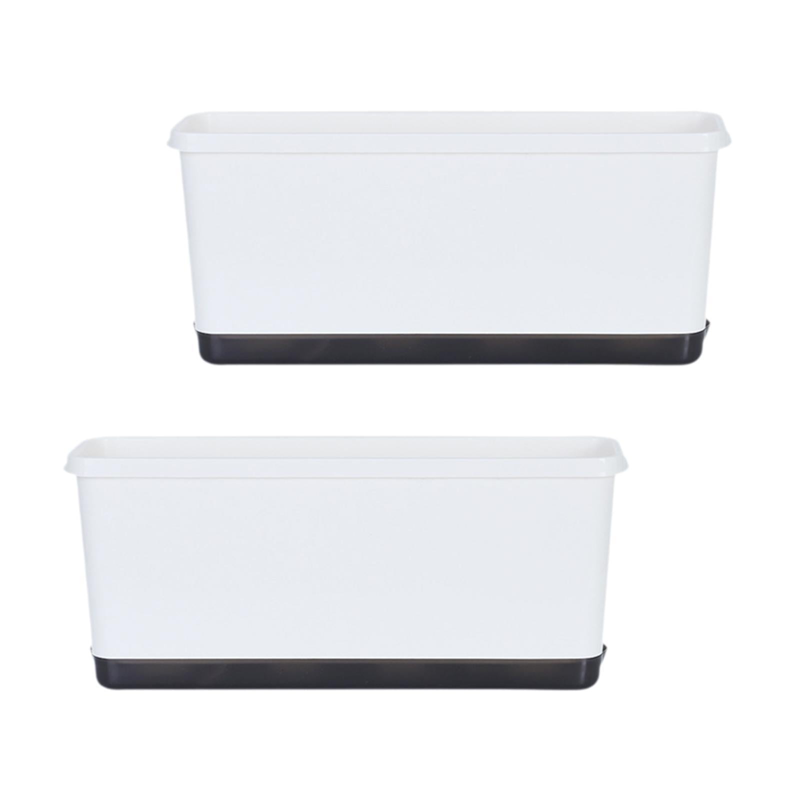 Bothyi 2 Pieces Window Box Planter Flower Pot Accessories Versatile with Drainage Holes White