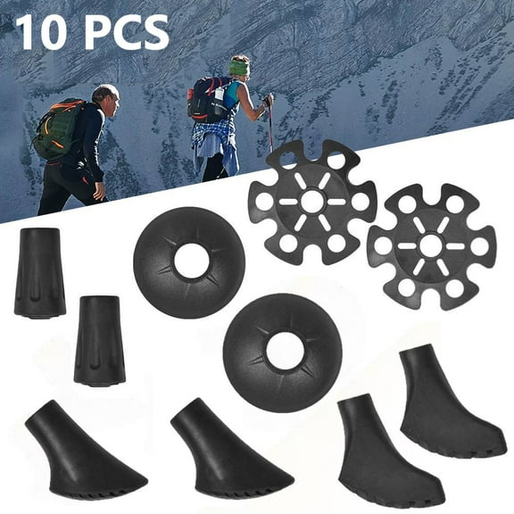 AYAMAYA 10 Pack Trekking Pole Tips Accessories Set, Rubber Hiking Sticks Tip Protectors Replacement for All Common Trekking Poles, Hiking Sticks, Nordic Walking Poles