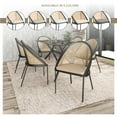 thumbnail image 5 of LeisureMod Dining Chair with Vinyl Fabric Seat and Wicker Backrest in Black Stainless Steel Legs Modern Accent Armchair Urbane Collection in Cream, 5 of 12