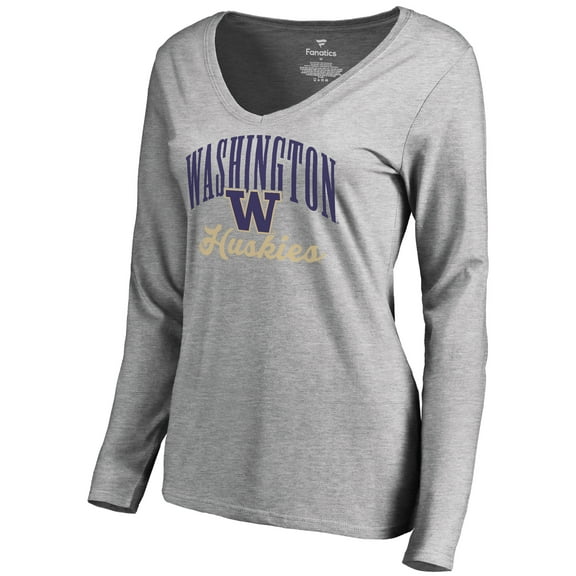 Women's Ash Washington Huskies Victory Script Long Sleeve T-Shirt