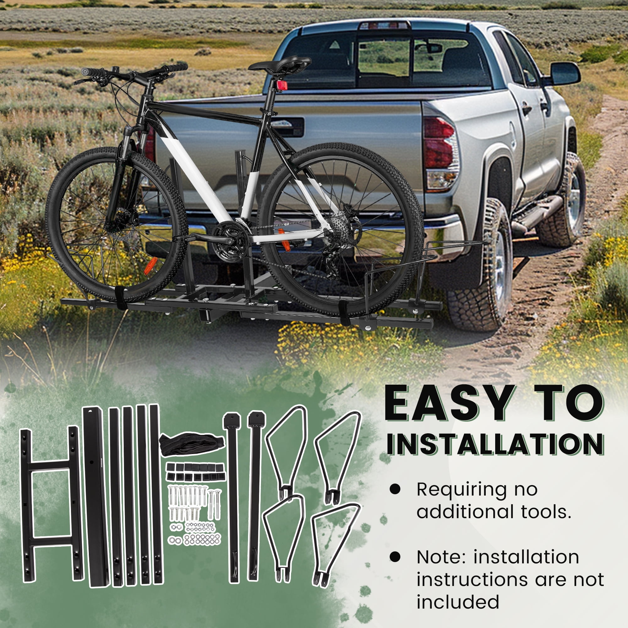 Kojem 2 Bicycle Hitch Mount Bike Rack Carrier Platform for 2'' Receiver Trucks SUV Heavy Duty