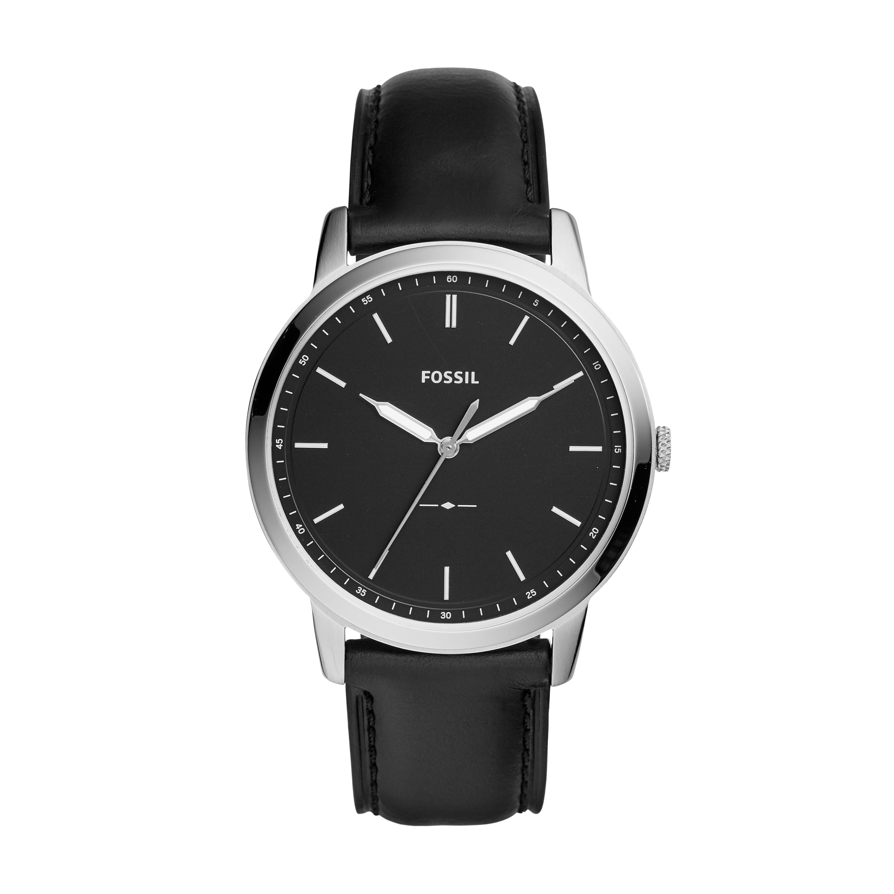 Fossil Men s The Minimalist Carbon Series Three Hand Black Leather Watch FS5497 Walmart