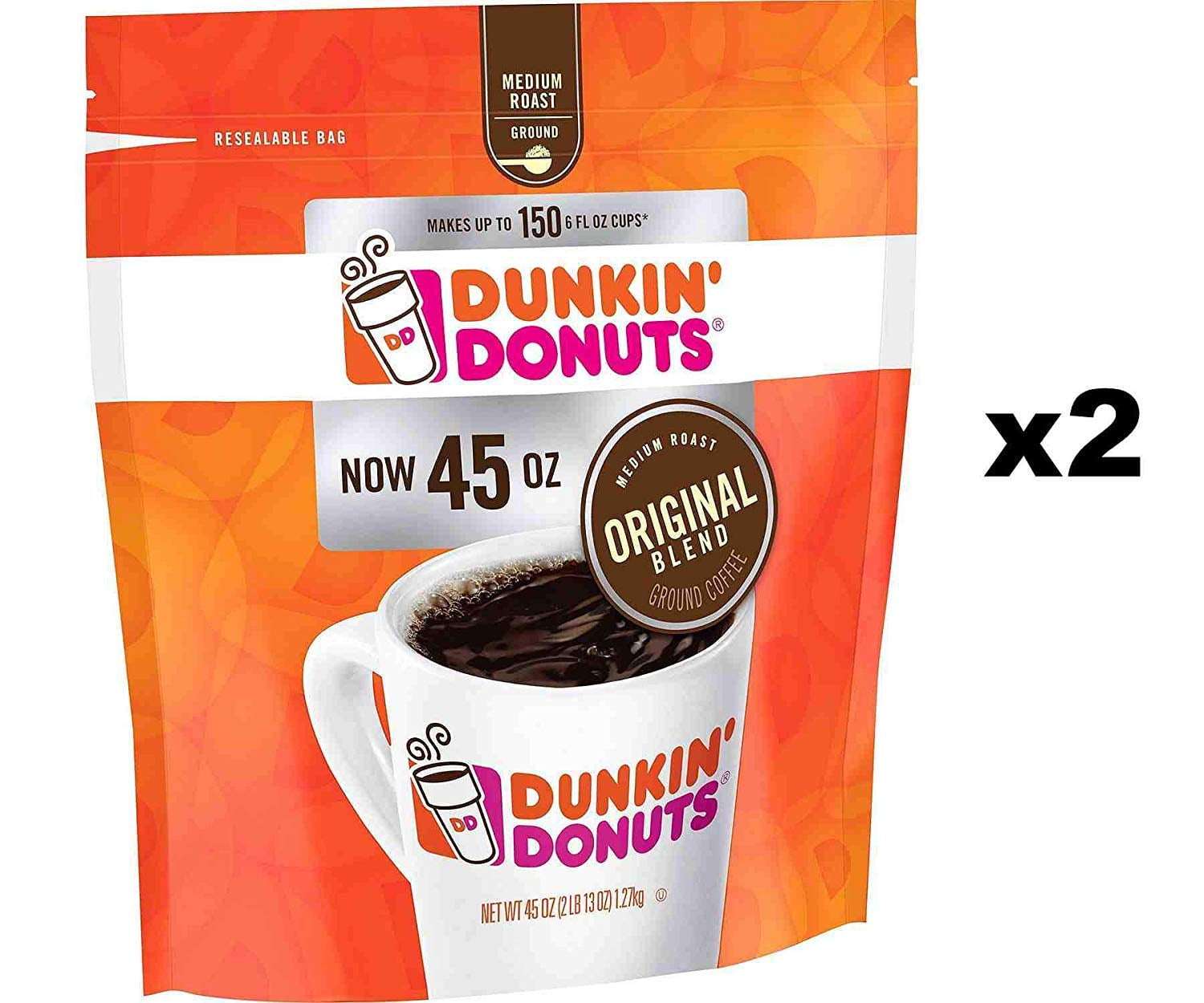 Dunkin Donuts Ground Coffee, Original Blend Medium Roast, 90 Ounce