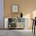thumbnail image 2 of Hommoo Arch Texture Sideboard Buffet Cabinet with 4 Doors and Removable Shelves, Accent Cabinets Coffee Bar Cabinet, Modern Multifunctional Storage Cabinet for Home, Ivory White, 2 of 7